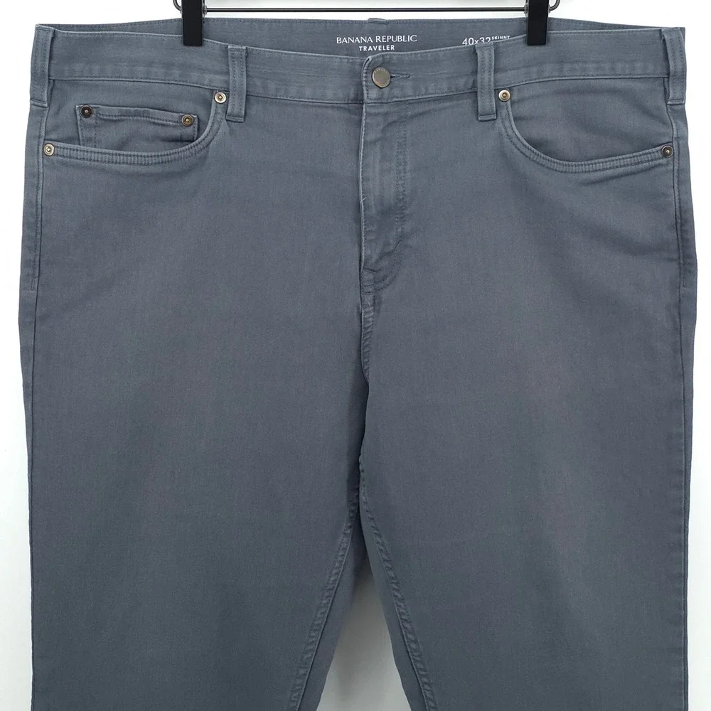 Banana Republic Traveler Men Skinny Pants 40x32 Gray Stretch Casual